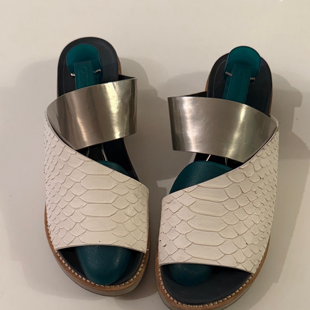 Zero + Maria Cornjeo Silver and White Women's Sandals